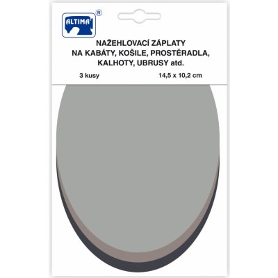 Nažehlovací záplaty jednobarevné ovály 3 ks - sv.šedá, stř.šedá, tm.šedá – Zbozi.Blesk.cz