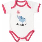 MBaby Bavlněné body s krátkým rukávem Slůně So Cute bílo červené – Zboží Dáma
