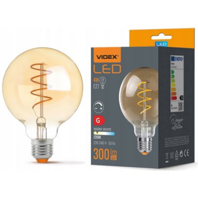 VIDEX LED žárovka AMBER filament E27 4W G95 stmívatelná teplá bílá