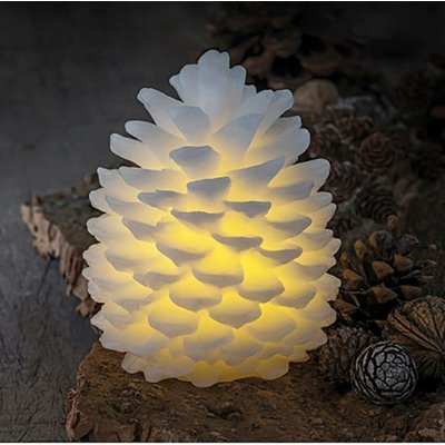 DecoLED LED svíčka vosková šiška 10 x 13 cm bílá – Zbozi.Blesk.cz