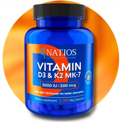 Natios Vitamin D3 & K2 5000 IU & 200 mcg 100 kapslí – Hledejceny.cz