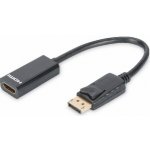 Digitus DB-340400-001-S DisplayPort / HDMI adaptér [1x zástrčka DisplayPort - 1x HDMI zásuvka] černá kulatý, dvoužilový stíněný, zablokovatelný 15.00 cm – Zboží Živě