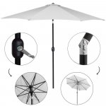 SPRINGOS SUNNY GU0034 Zahradní slunečník 290 cm, světle šedý – Hledejceny.cz