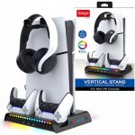iPega P5S006 Multifunkční Nabíjecí RGB Stojan s Chlazením PS5 Slim White – Zboží Živě