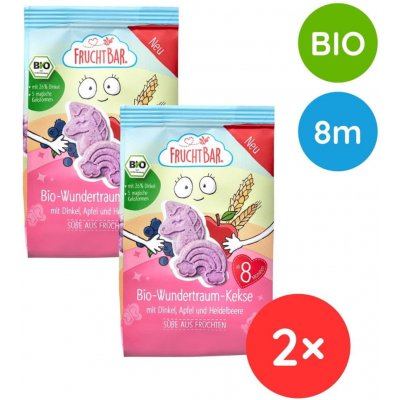 FruchtBar BIO Špaldové máslové sušenky s ovocem Jednorožec 2 x 100 g – Hledejceny.cz