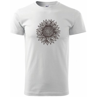 Slunečnice kreslená černo- klasické pánské triko bílá bílá – Zboží Mobilmania