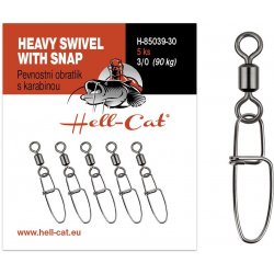 Hell-Cat Obratlík Pevnostní s Karabinou Heavy Swivel With Snap 5 ks Velikost 3/0 Nosnost 90 kg