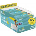Pampers Fresh Clean Baby dětské čisticí ubrousky 12 x 80 ks – Sleviste.cz