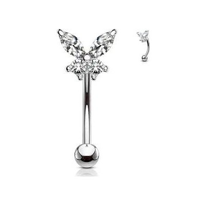Šperky4U piercing do obočí motýlek čiré zirkony OB0004-C – Zboží Mobilmania