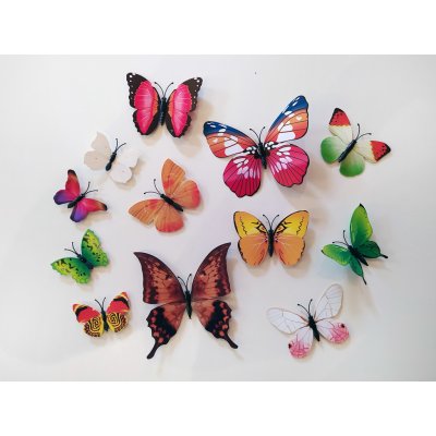 Nalepte.cz 3D dekorace motýli mix barev 12 ks 12 x 10 cm