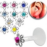 Piercingate labreta kytička s kamínkem PLA00242 čirá – Zboží Dáma