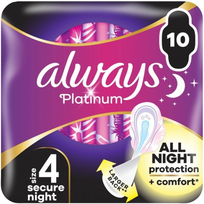 Always Platinum Secure Night hygienické vložky s křidélky 10 ks – Zboží Dáma