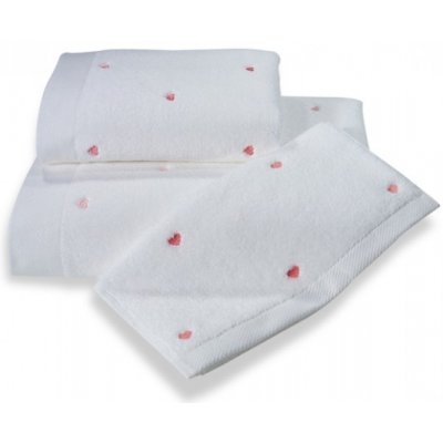 Soft Cotton Osuška MICRO LOVE 75 x 150 cm bílá/růžová – Zboží Mobilmania