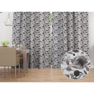 Biante Dekorační závěs Rongo RGP-504 Hnědé popínavé lístky na bílém 140x210 cm – Hledejceny.cz