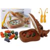 Magnetky pro děti LEAN Toys Krokodýl rybářská hra Magnetický hnědý krokodýl