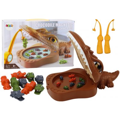 LEAN Toys Krokodýl rybářská hra Magnetický hnědý krokodýl