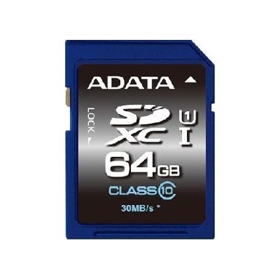 ADATA Premier SDXC karta 64GB / UHS-I U1 Class 10 / R: 30MB/s / W: 10MB/s (ASDX64GUICL10-R)