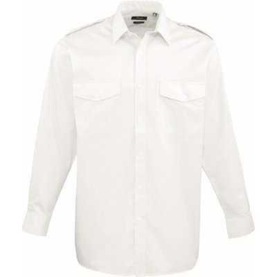 Premier Workwear Unisex pilotní košile s dlouhým rukávem PR210 white