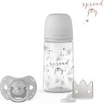 Suavinex sada + dudlík fyziologický klip Joy stříbrná sada +dudlík stříbrná 270ml – Sleviste.cz