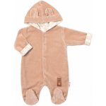 Baby Nellys Dvouvrstvý velurový overal s kapucí New Bunny hnědý – Hledejceny.cz