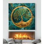 Obraz na plátně - Strom života Zlatá mramorová Odyssea FeelHappy.cz Vyberte rozměr obrazu (šířka x výška): 80 x 80 cm – Zboží Mobilmania