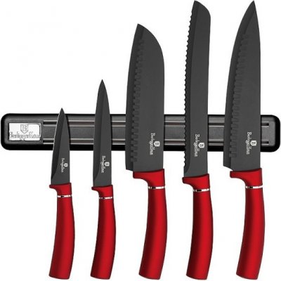 berlingerhaus BH-2534 Sada nožů s magnetickým držákem Burgundy Metallic Line 6 ks – Zboží Mobilmania