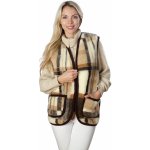 Wooline vesta z ovčí vlny se zipem a dvěma kapsami kostkovaná – Zboží Dáma