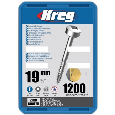 Kreg Zinc Pan-Head Šrouby pro skryté spoje 19 mm jemný závit 1200 ks – Hledejceny.cz