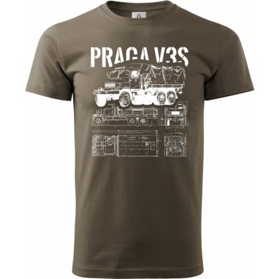 Praga V3S V2 bílý tisk Pánské tričko Basic
