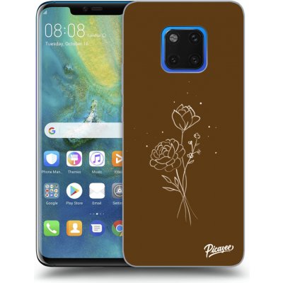 Pouzdro Picasee silikonové Huawei Mate 20 Pro - Brown flowers čiré – Zboží Mobilmania