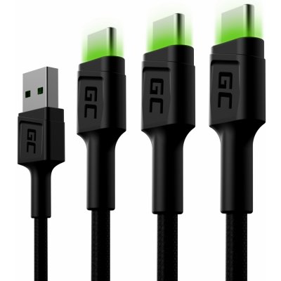 Green Cell KABGCSET02 GC Ray USB-C, LED podsvícení, rychlo nabíjení Ultra Charge, QC 3.0, 120cm, zelený – Zboží Mobilmania