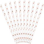 PartyDeco Papírové brčka růžovozlatá srdíčka 10 ks – Zboží Dáma