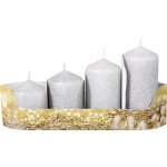 Stříbrné glitrované adventní svíčky 4 ks Ø 5 x 6/7,5/9/10,5 cm – Hledejceny.cz