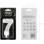 PartyDeco svíčka malá stříbrná číslo 7 – Sleviste.cz