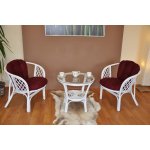 Ratanová sedací souprava Bahama bílá 2+1, polstry levandule – Zboží Dáma