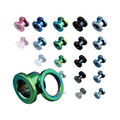 Šperky eshop tunel do ucha z titanu anodizovaný více barev se šroubováním AC1.03 fialová – Zboží Mobilmania