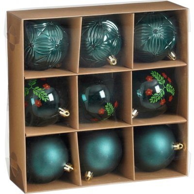 Mica Decorations Slídové ozdoby Vánoční ozdoby - sada 9 kusů - Ø8 cm - nerozbitné - zelené – Hledejceny.cz