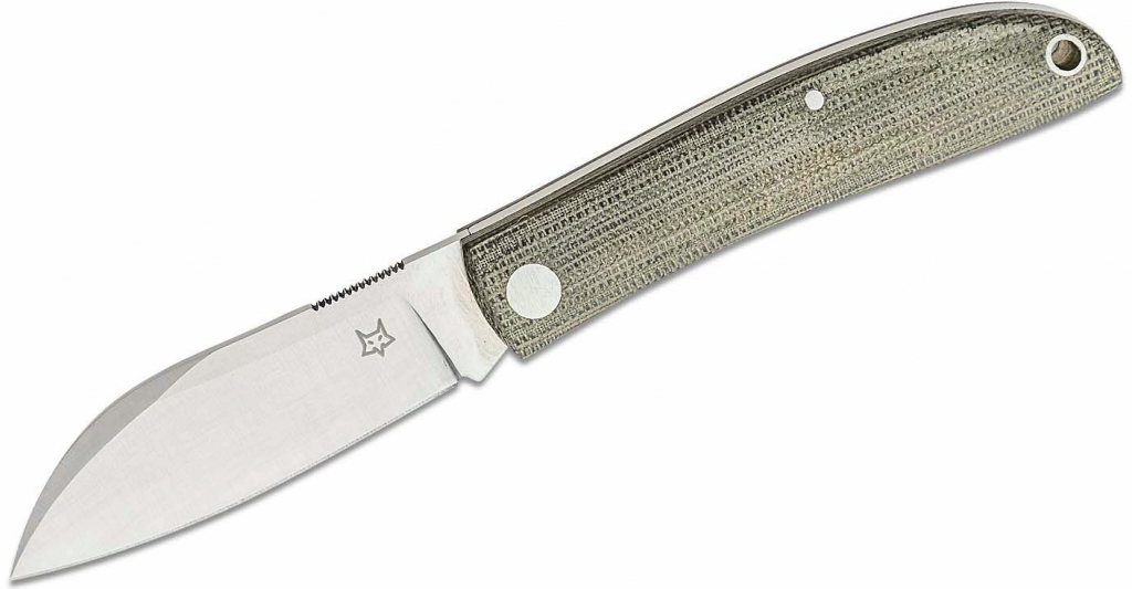 FOX Knives Livri Slipjoint Folding Knife, M390 Blade, Micarta Handles, Leather Pouch FX-273