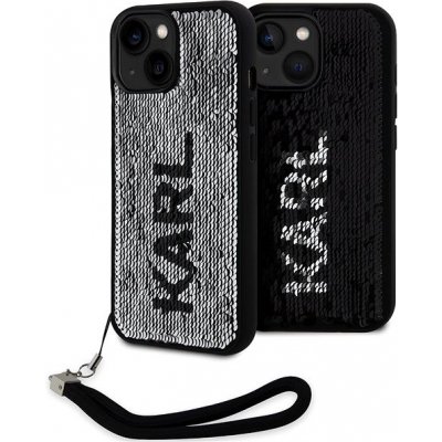 Pouzdro Karl Lagerfeld Sequins Reversible iPhone 15 černé/stříbrné – Zboží Mobilmania