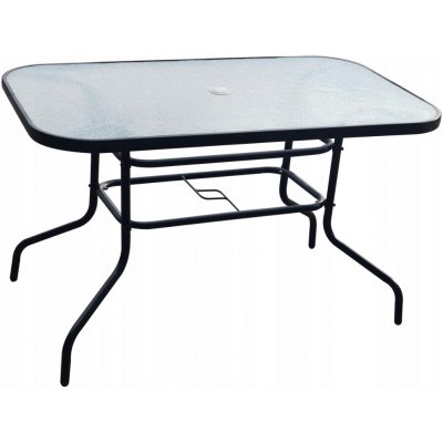 Ekspan Zahradní stůl SO-S-2 skleněný, 120x60 cm, černý, s otvorem pro slunečník – Hledejceny.cz
