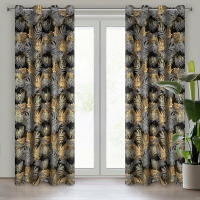 EUROFIRANY ZATEMŇOVACÍ ZÁVĚS NA KROUŽCÍCH BALI 140X250 CM LISTY – Hledejceny.cz