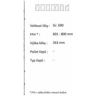 ROTO NX Lišta převodu konstantní Gr. 690 / 601-800 / 0