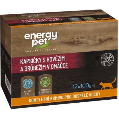 Energy Pet pro kočky s hovězím a drůbežím v omáčce 12 x 100 g