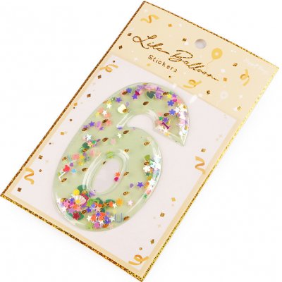 Prima-obchod Narozeninové samolepicí číslice s pohyblivými flitry, barva 6 zelená sv. 1 ks – Sleviste.cz