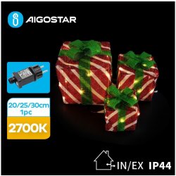 Aigostar- LED Venkovní vánoční dekorace 3,6W 31 230V 2700K 20 25 30cm IP44 dárky | AI0481