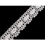 Bavlněná krajka paličkovaná šíře 32 mm, střední, 6000 bílá – Zboží Mobilmania