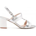 Sergio Leone Komfortní stříbrné dámské sandály na širokém podpatku – Zboží Dáma