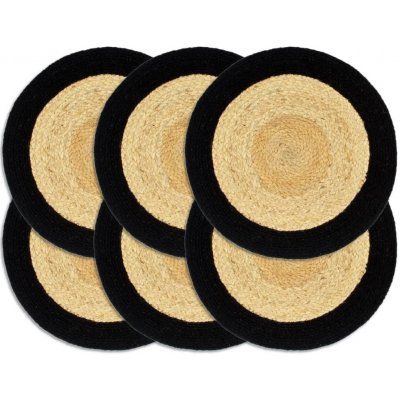 Nabytek XL prostírání 6 ks přírodní a černé juta a bavlna 38cm – Zboží Dáma