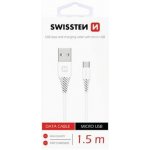 Swissten 71504300 USB 2.0 A na micro USB B, konektor 6,5mm, 1,5m, bílý – Zboží Mobilmania