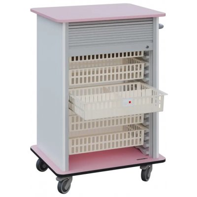 DEXTER 25 ABS vozík boxový, roletový, 1180x780x620 mm, korpus bílý, horní a spodní deska pastelově růžová – Hledejceny.cz